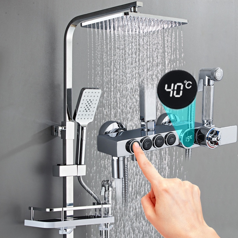 Set Shower Digital LED Perak M - Faucet ulasan dan harga