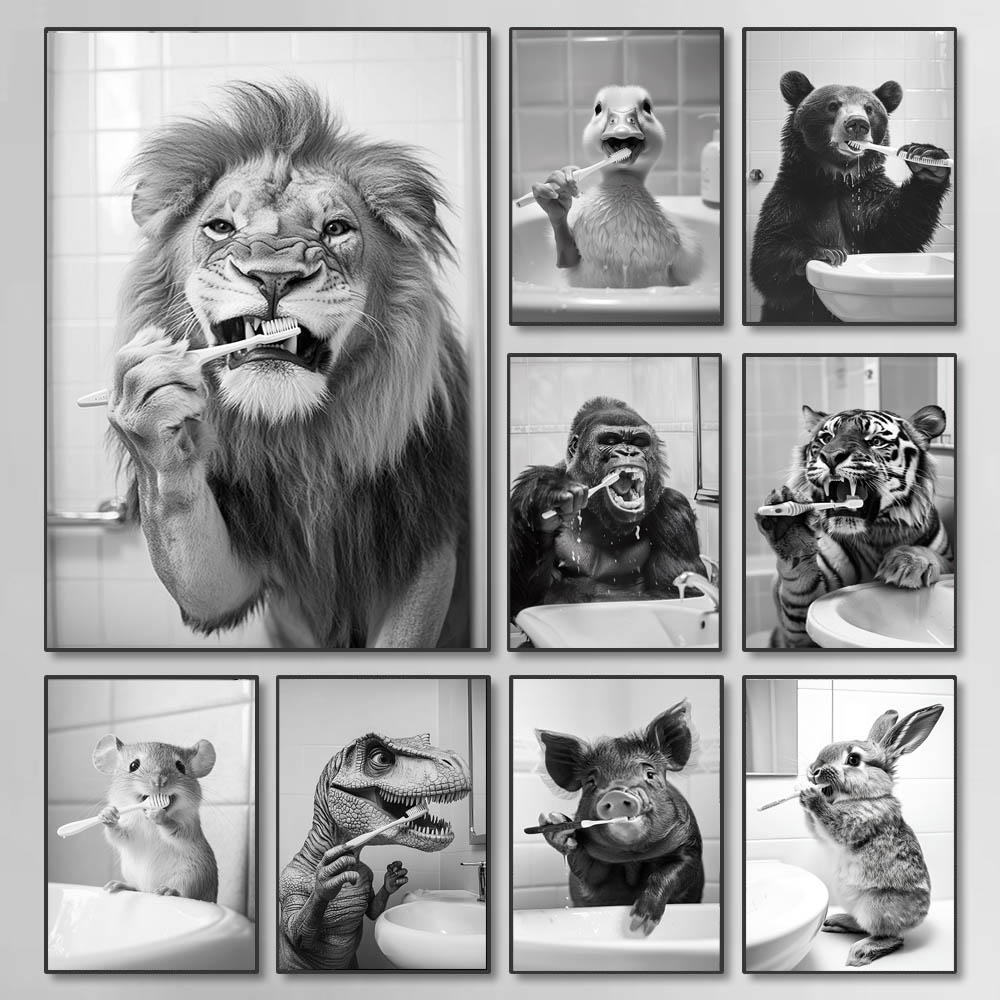 Poster Sikat Gigi Lucu Hitam P - Paint Brush ulasan dan harga